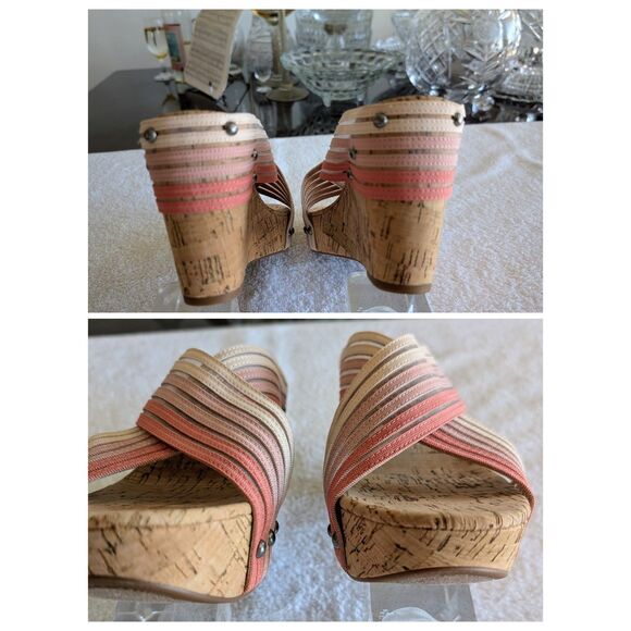 Lucky Brand Mykayla Cork Wedge Sandals 8.5 Striped Slide Platform NWOT - Picture 5 of 10